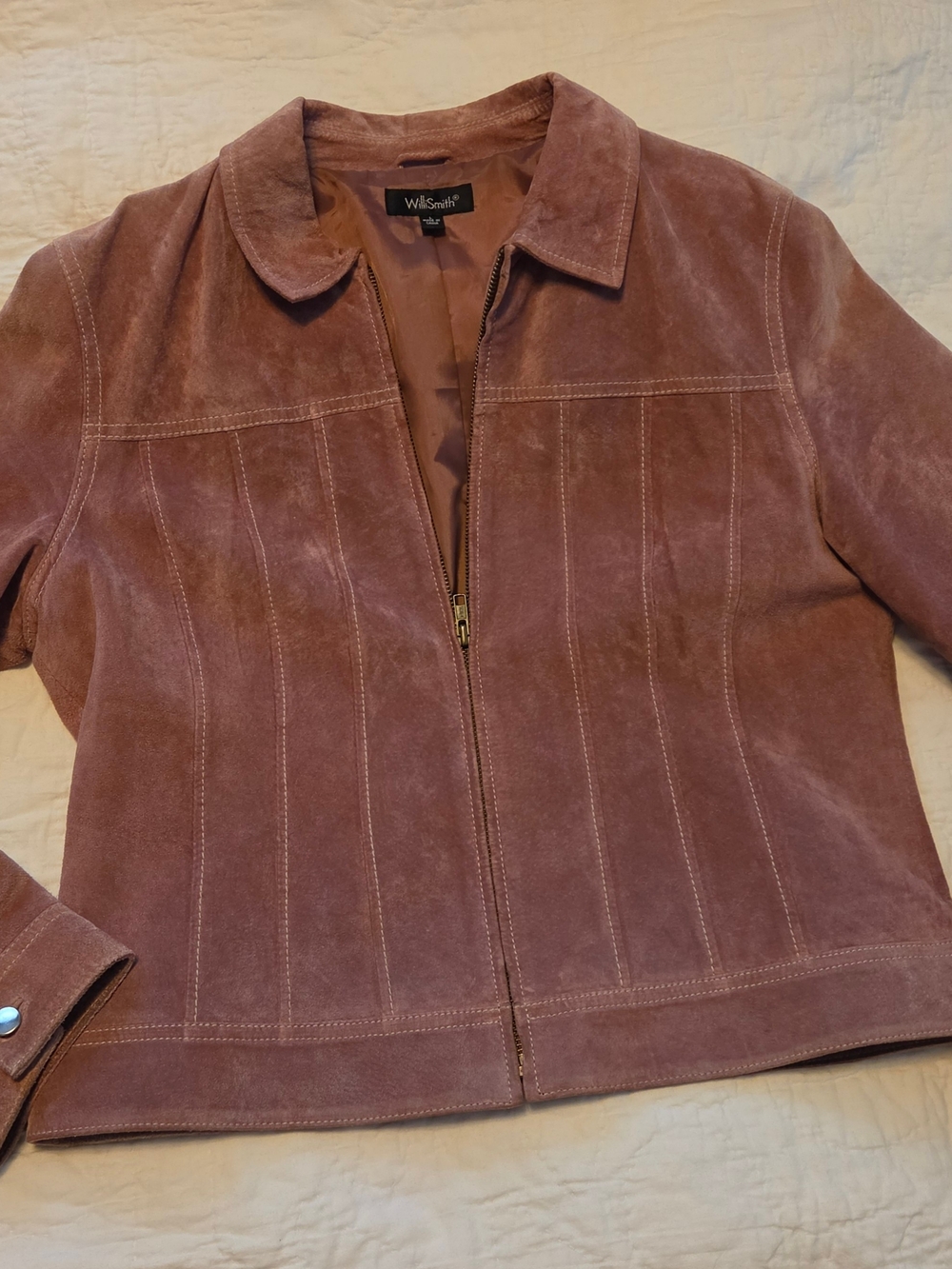 Willi Smith Rose Suede Zip-Front Jacket